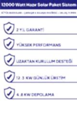 12 Kw 12000 Watt Güneş Enerjisi Hazır Solar Paket Sistem - Half Cut Güneş Panelli