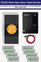 32 kw 32000 Watt Güneş Enerjisi Hazır Solar Paket Sistem - Half Cut Güneş Panelli