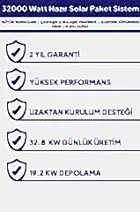 32 kw 32000 Watt Güneş Enerjisi Hazır Solar Paket Sistem - Half Cut Güneş Panelli