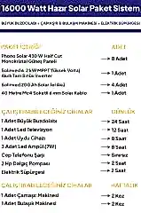 16 Kw 16000 Watt Güneş Enerjisi Hazır Solar Paket Sistem - Half Cut Güneş Panelli
