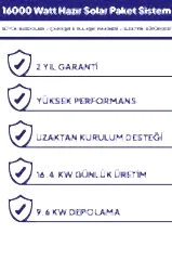 16 Kw 16000 Watt Güneş Enerjisi Hazır Solar Paket Sistem - Half Cut Güneş Panelli