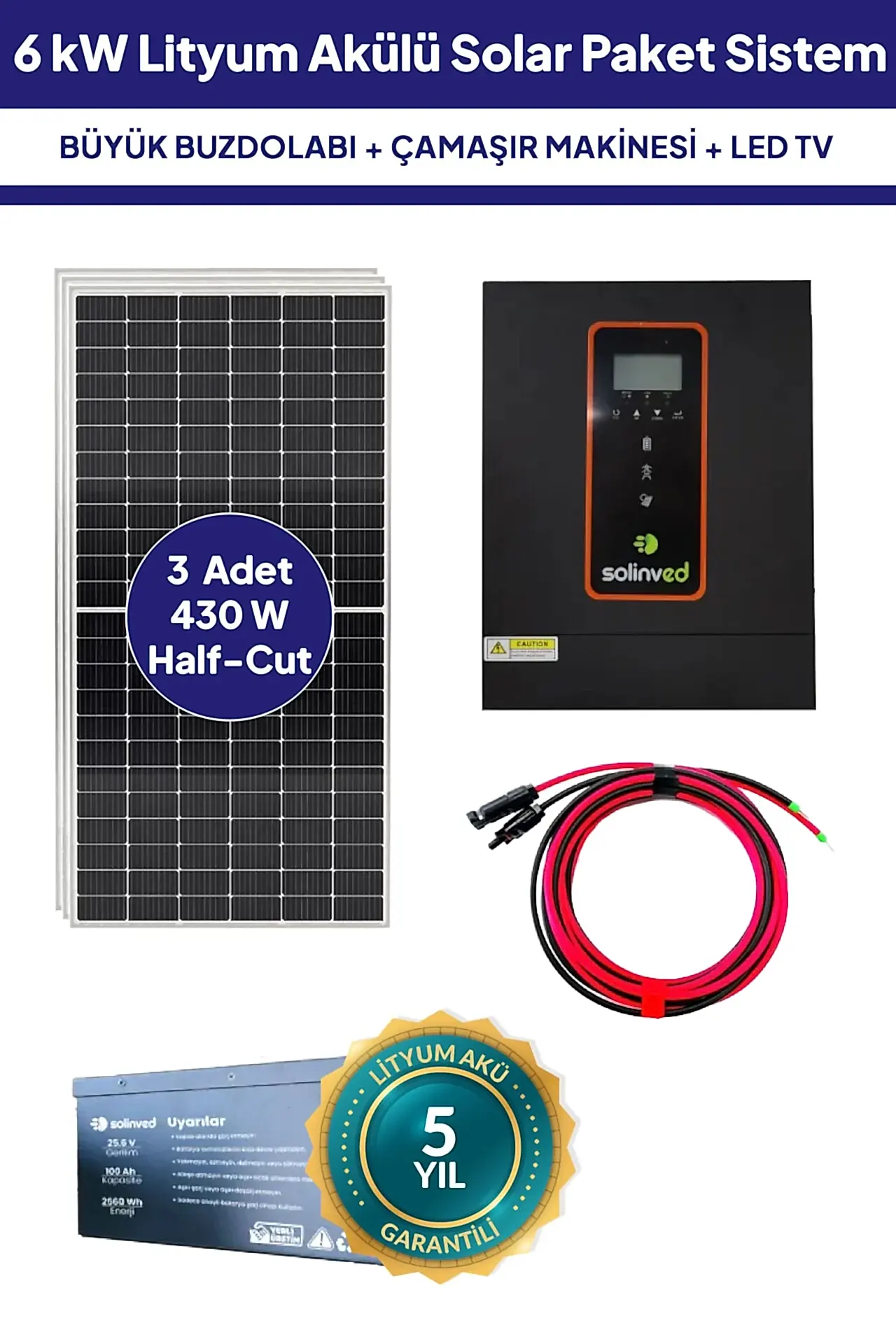 6 kW Lityum Akülü Solar Güneş Enerjisi Sistemi